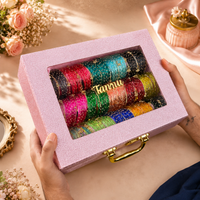 Premium Bangle Box With Name ( 180 Diamond Bangles + 33 Ghungroo Bangles + Led Light)