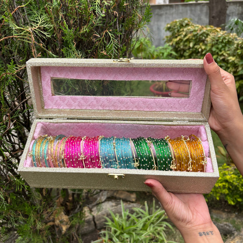 Premium Bangle Box With Name ( 60 Diamond Bangles + 10 Ghungroo Bangles)